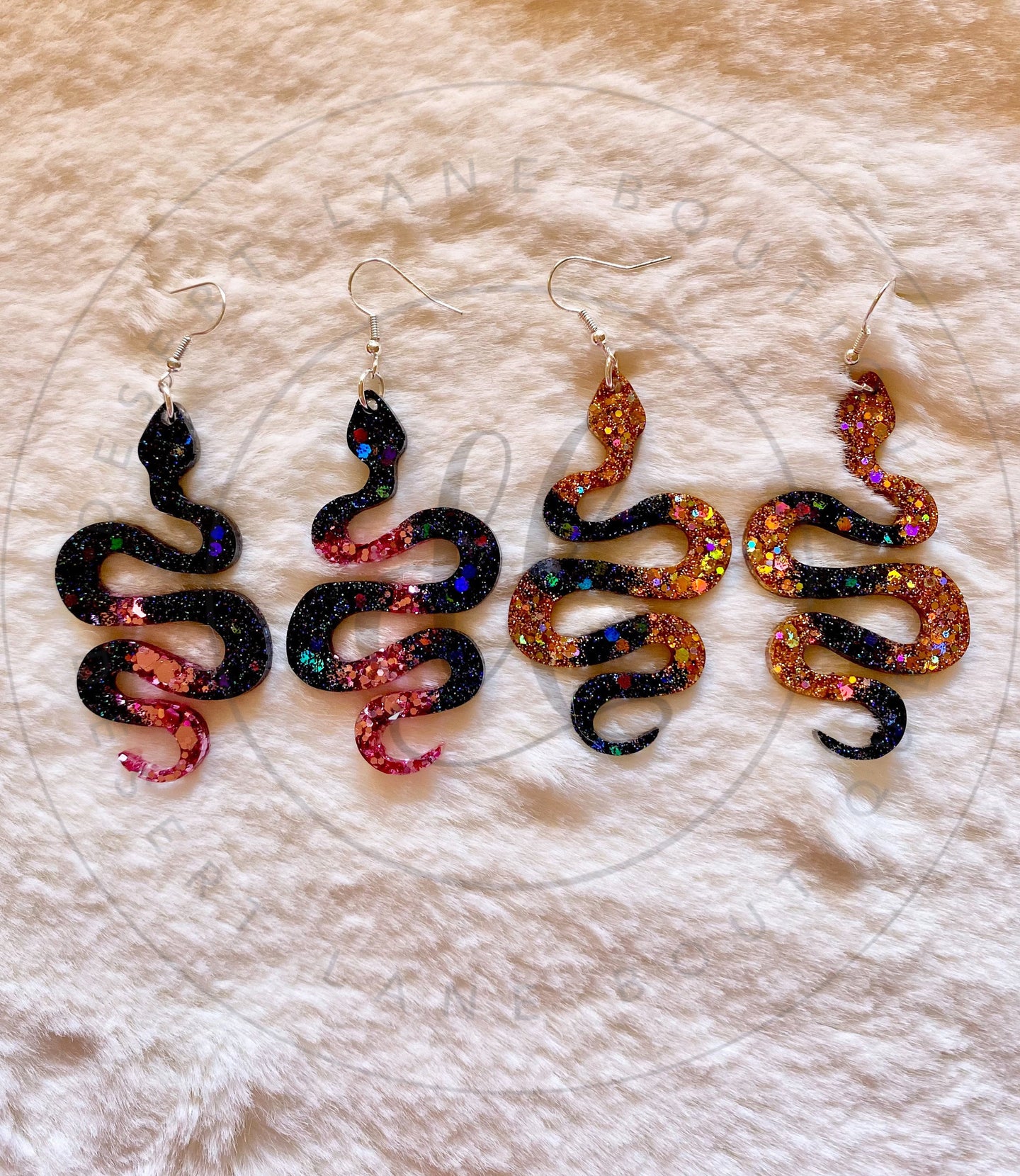 Glitter Snake Resin Earrings