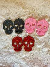 Load image into Gallery viewer, Glitter Skull Drop Earrings
